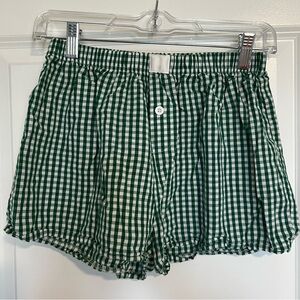 Green checkered boxer shorts